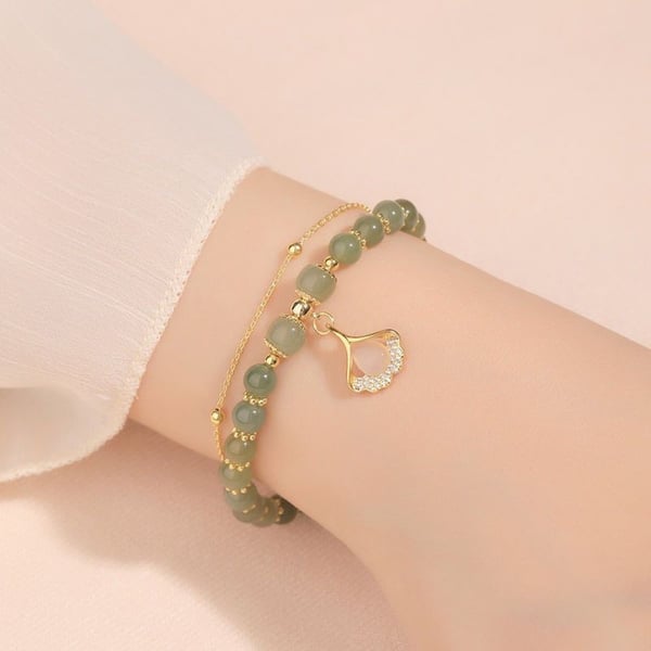 🔥Last Day BUY 1 GET 1 FREE 💞--Lucky Wada Jade gold leaf bracelet