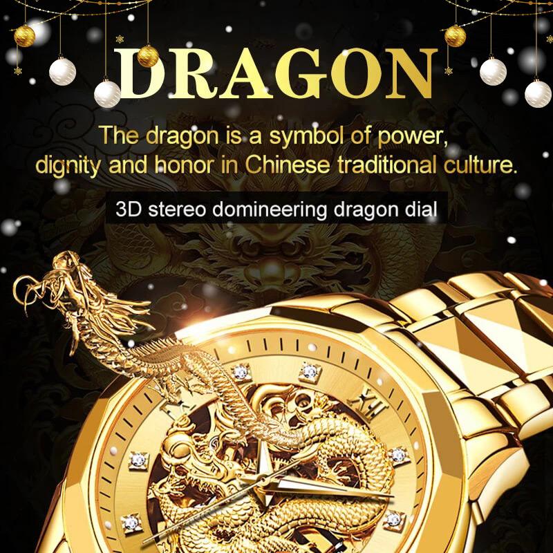 ✨Christmas Promotion- 40%OFF✨Embossed Golden Dragon Watch