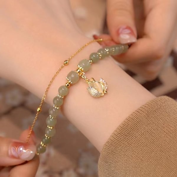 🔥Last Day BUY 1 GET 1 FREE 💞--Lucky Wada Jade gold leaf bracelet