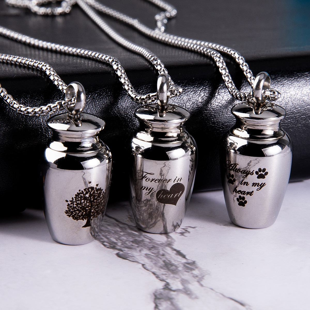 Fanery sue Personalized Cremation Urn Necklace for Human/Pet Ashes Customizable Engraved Keepsake Memorial Jewelry