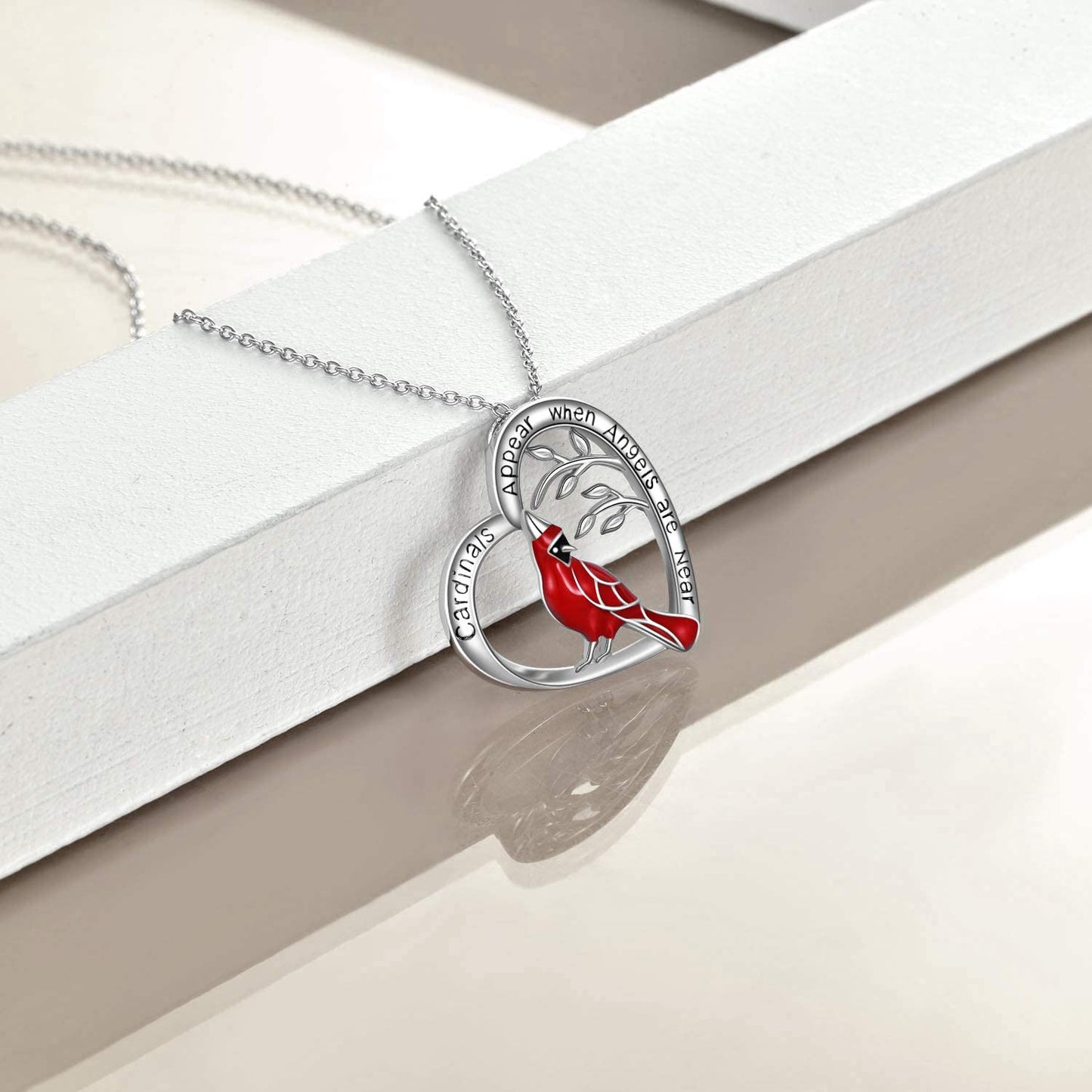 Cardinal Heart Pendant Necklace