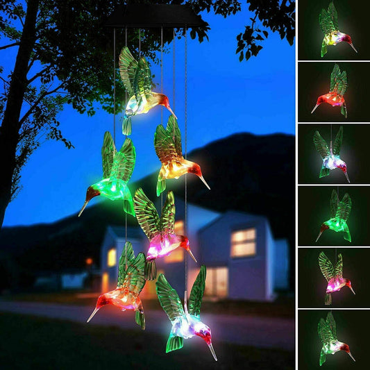 Solar-Powered Dangling Hummingbird Lights