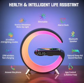 LitLamp 4-in-1 Alarm Clock, Mood Light, Speaker & Wireless Charger