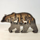 Multi Layer 3D Bear Wooden Carfts Wall Statue Freestanding Art Decor with Lights