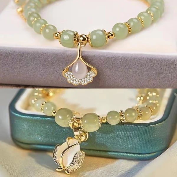 🔥Last Day BUY 1 GET 1 FREE 💞--Lucky Wada Jade gold leaf bracelet