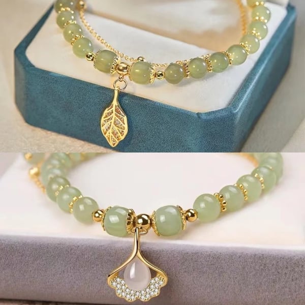 🔥Last Day BUY 1 GET 1 FREE 💞--Lucky Wada Jade gold leaf bracelet