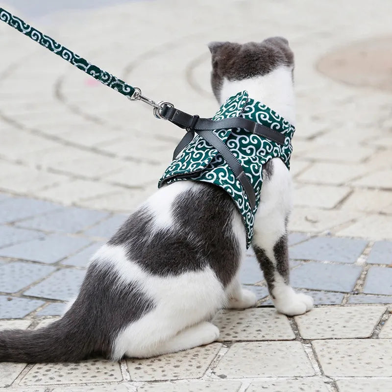 Japanese Style Cat Vest Harness Leash Set