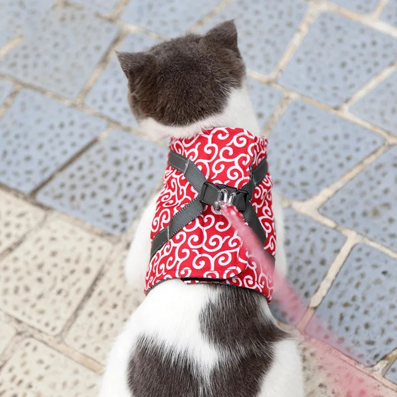 Japanese Style Cat Vest Harness Leash Set