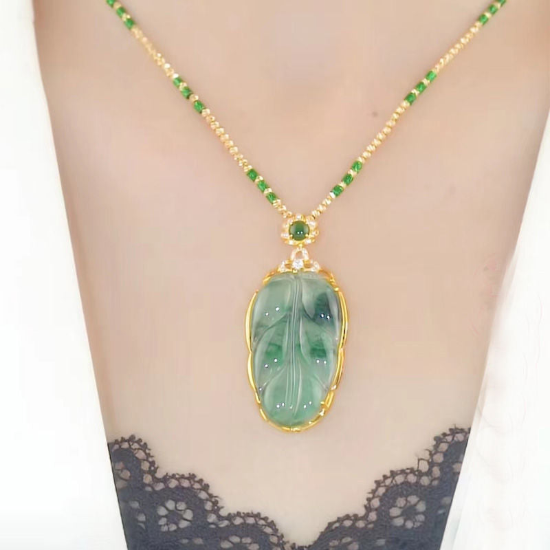 Natural Emerald Jade stone necklace