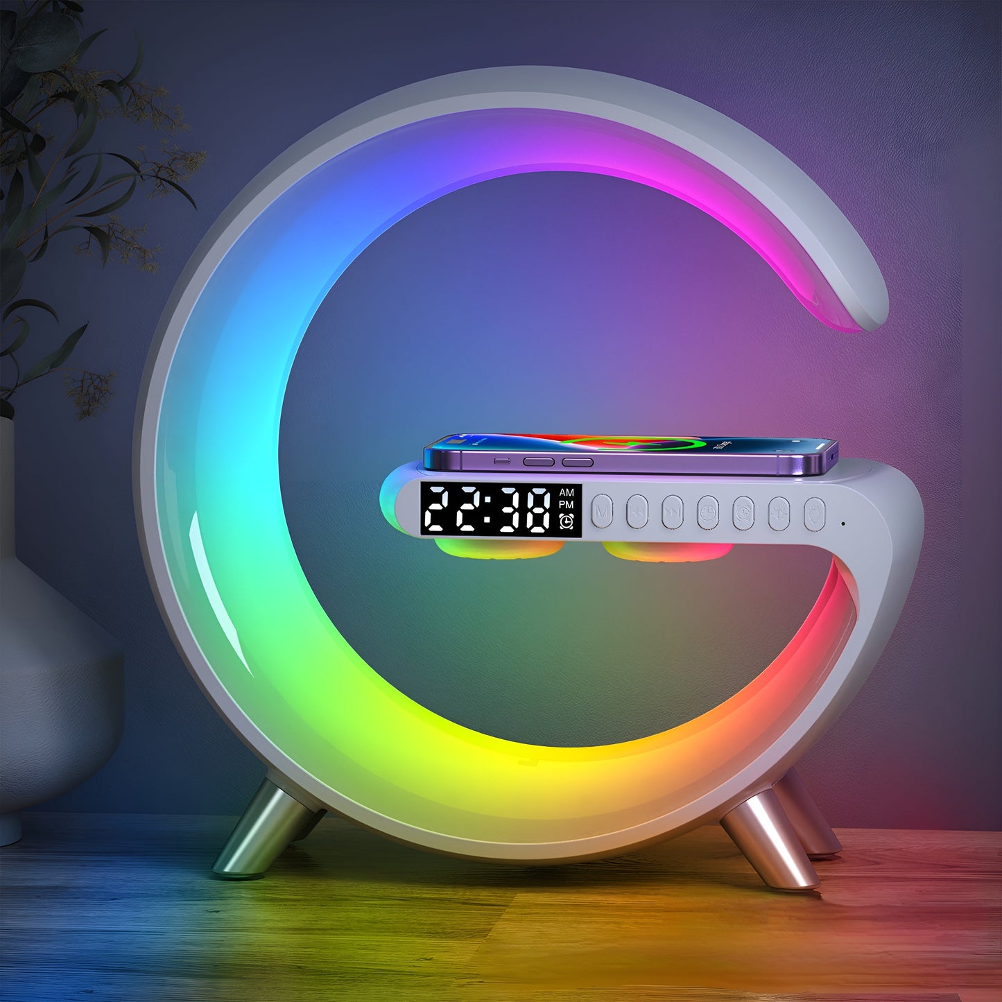 LitLamp 4-in-1 Alarm Clock, Mood Light, Speaker & Wireless Charger