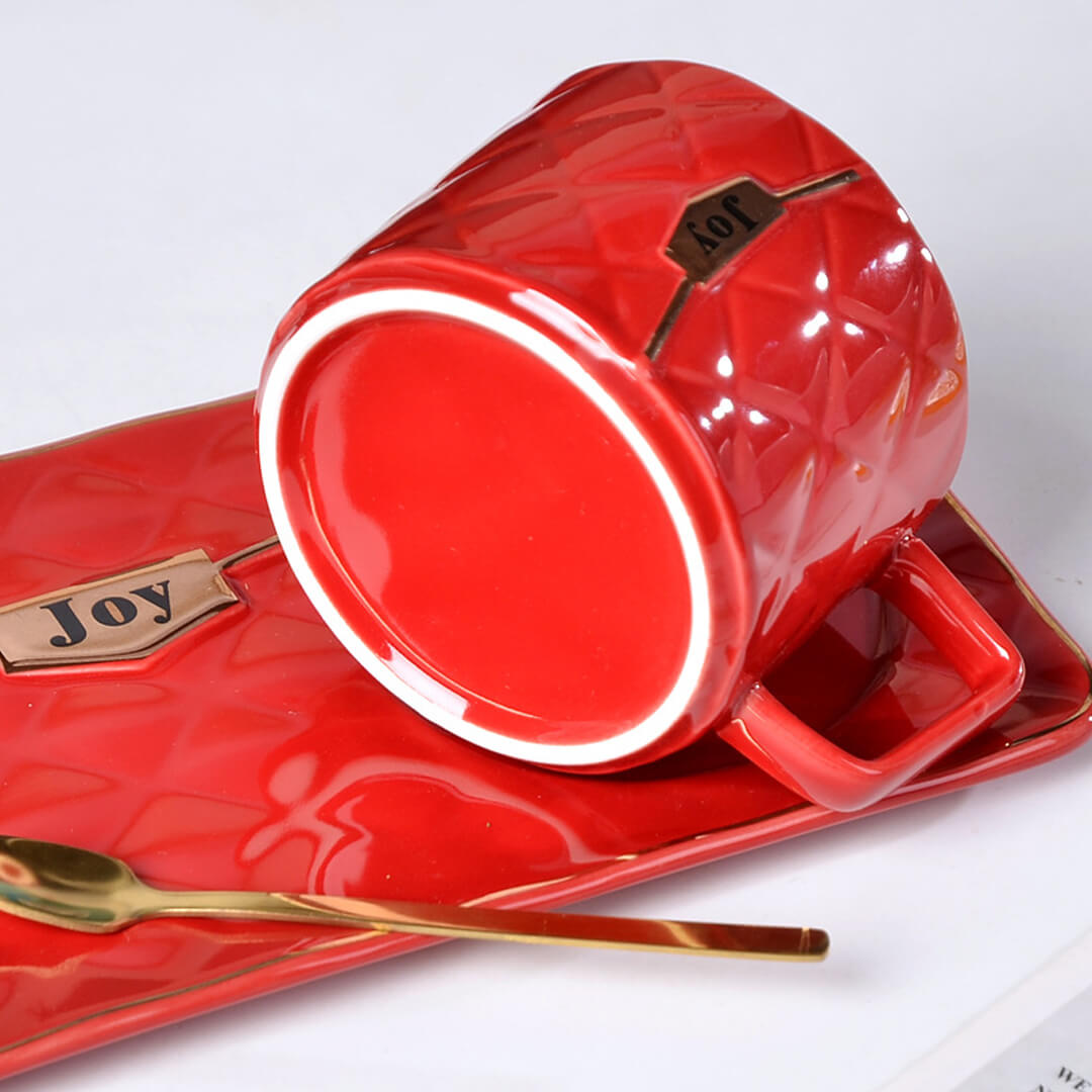 Handbag-Shaped Creative Mug With Saucer & Spoon