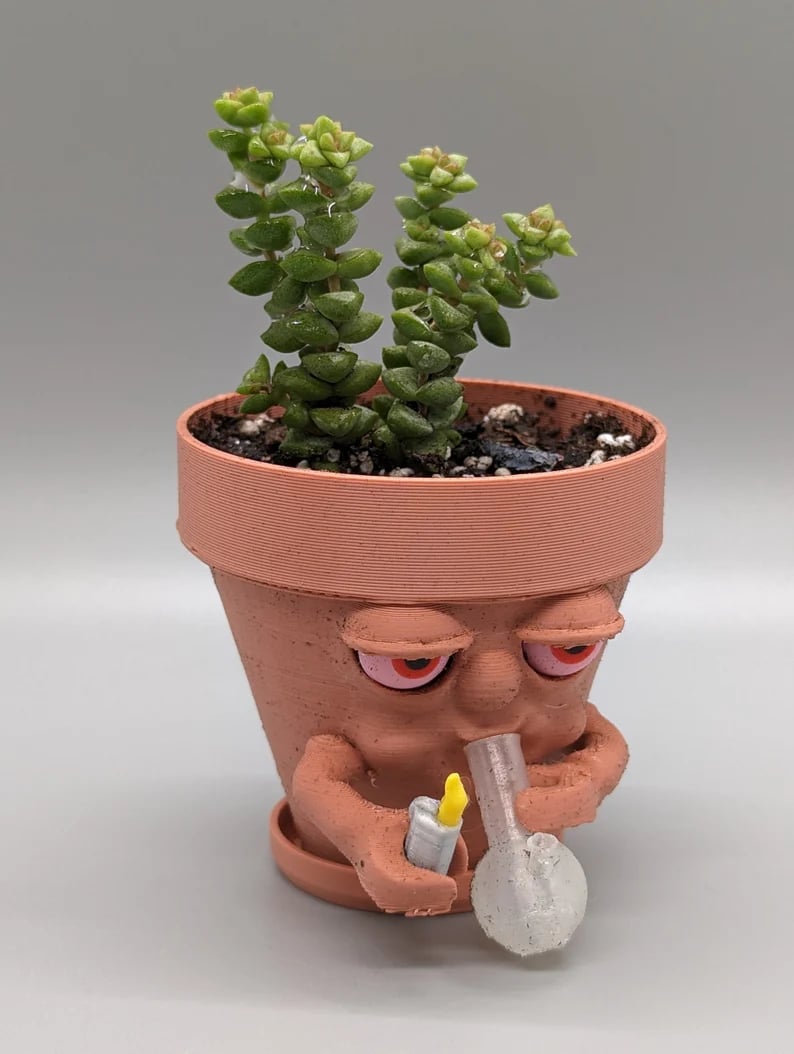 Last Day Promotion - 50%OFF) Pot Smoking Pot planter for succulents or houseplants ripping a bong