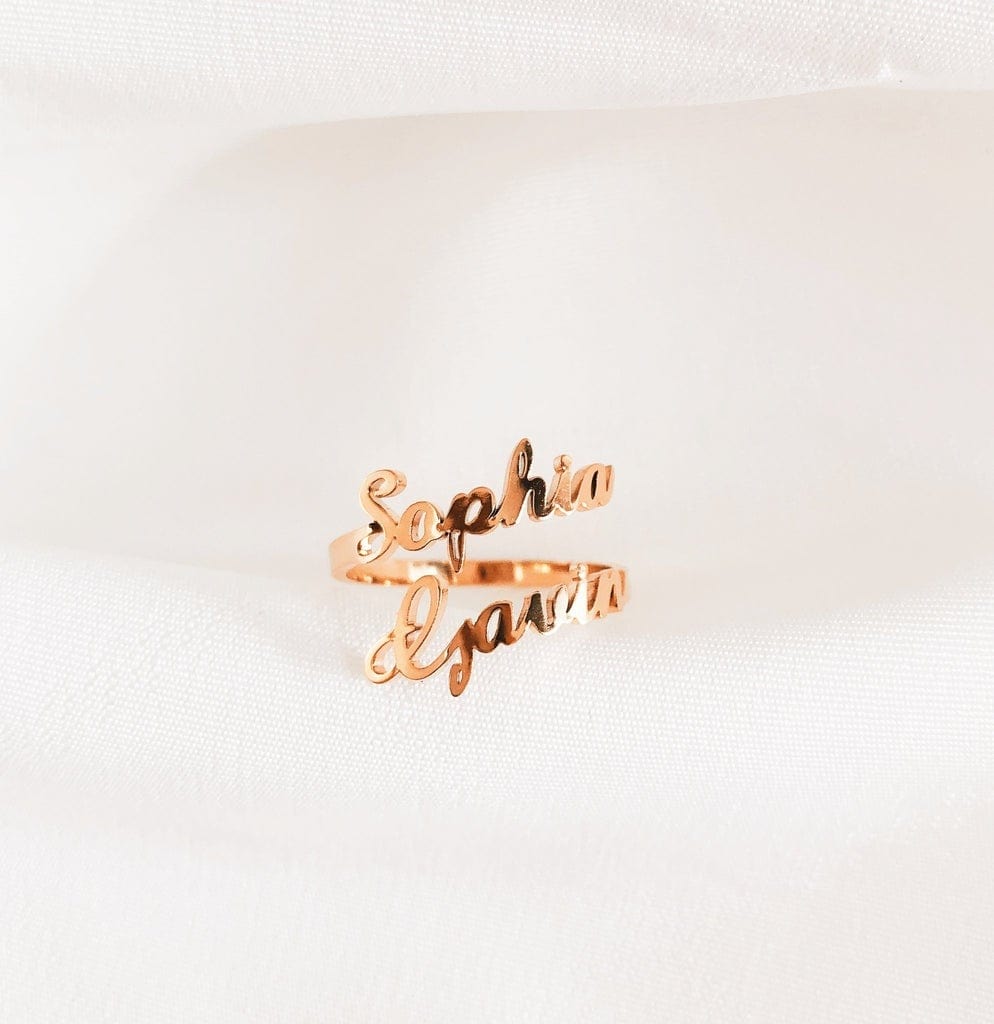 Personalized Name Ring, 24k Gold Plated