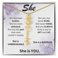 "She" Birth Flower Name Necklace