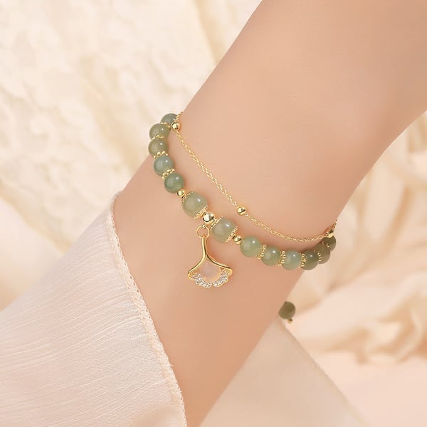 🔥Last Day BUY 1 GET 1 FREE 💞--Lucky Wada Jade gold leaf bracelet