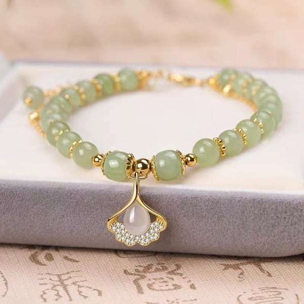 🔥Last Day BUY 1 GET 1 FREE 💞--Lucky Wada Jade gold leaf bracelet