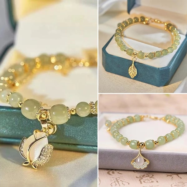 🔥Last Day BUY 1 GET 1 FREE 💞--Lucky Wada Jade gold leaf bracelet