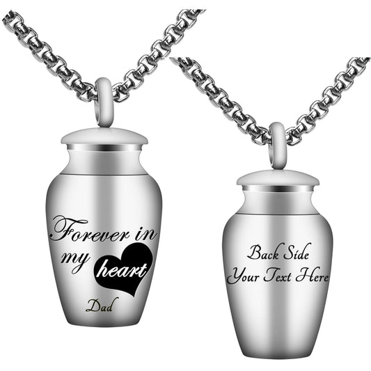 Fanery sue Personalized Cremation Urn Necklace for Human/Pet Ashes Customizable Engraved Keepsake Memorial Jewelry