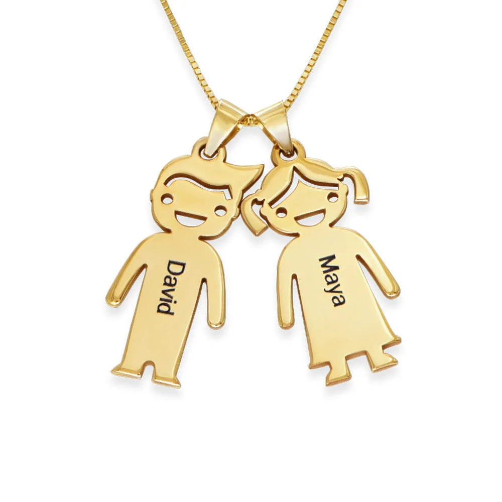 Mother's necklace with engravable children's charms