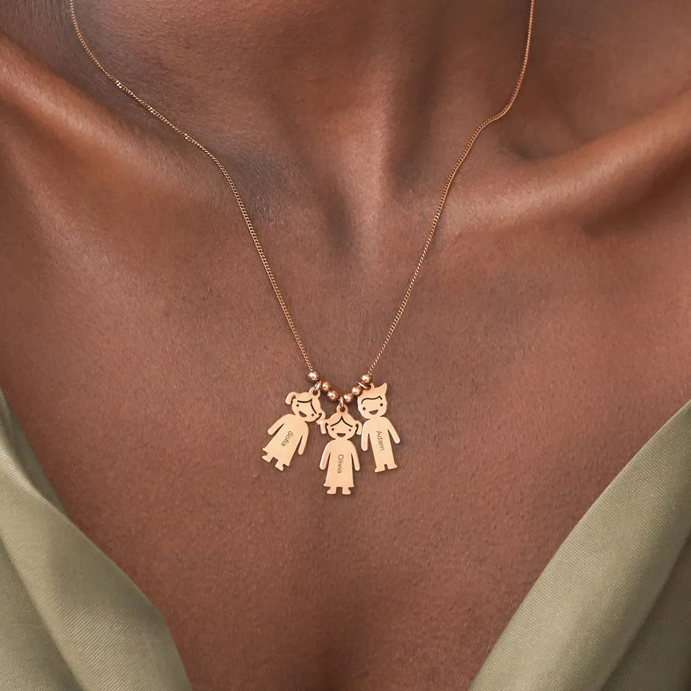 Mother's necklace with engravable children's charms