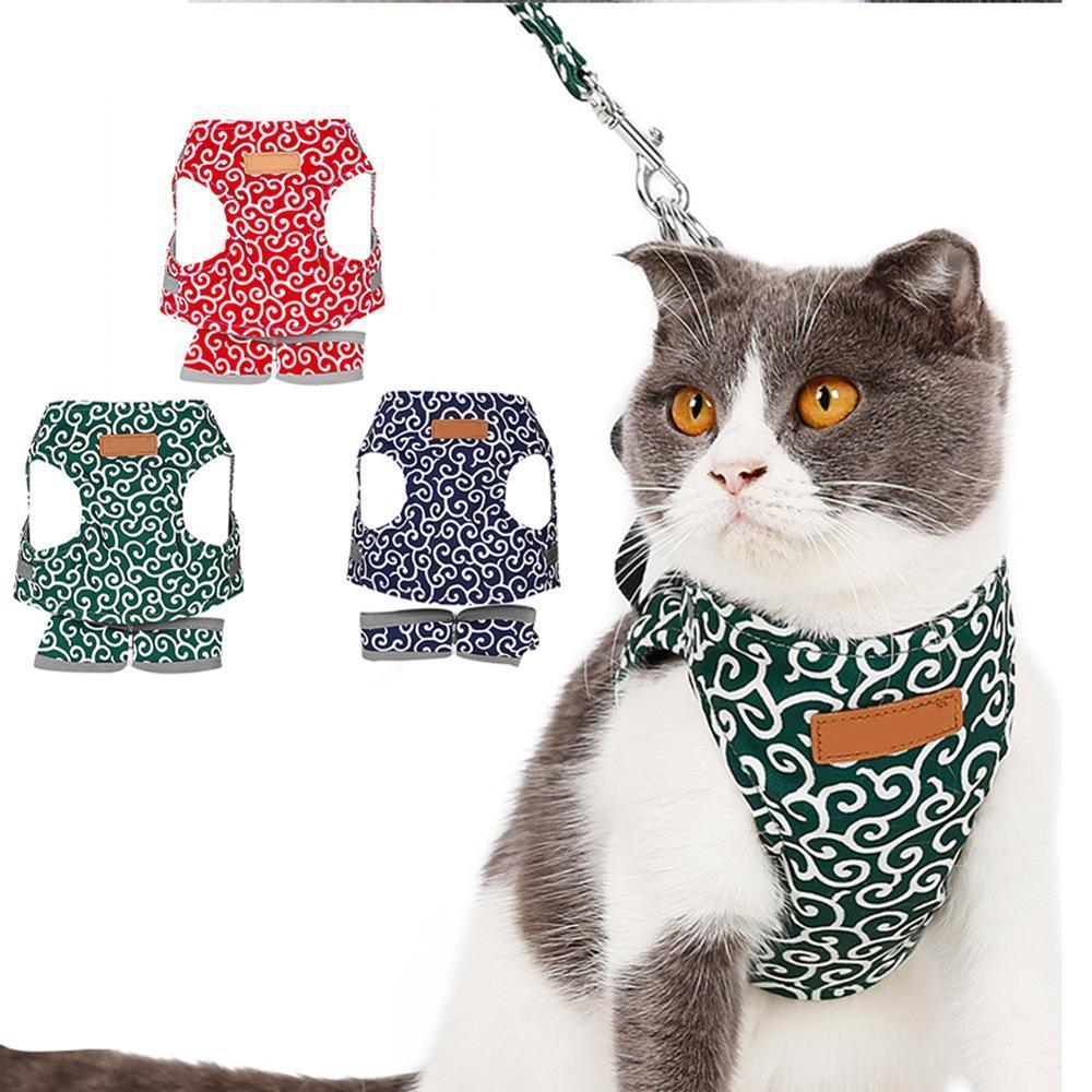 Japanese Style Cat Vest Harness Leash Set