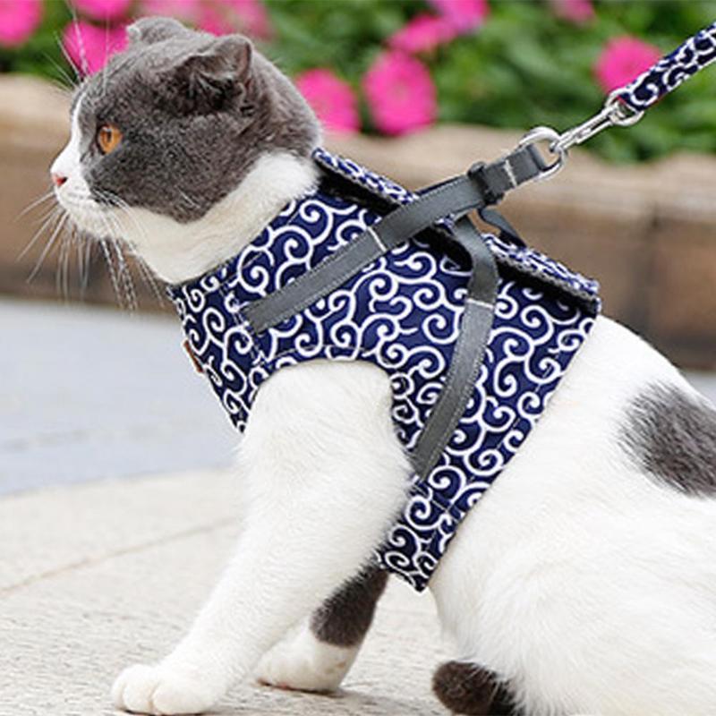 Japanese Style Cat Vest Harness Leash Set