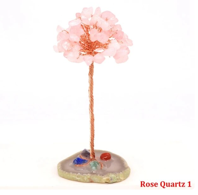 7 Chakra Crystal Money Tree -Rose Quartz