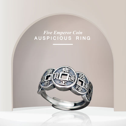 Five Emperor Coin Auspicious Ring