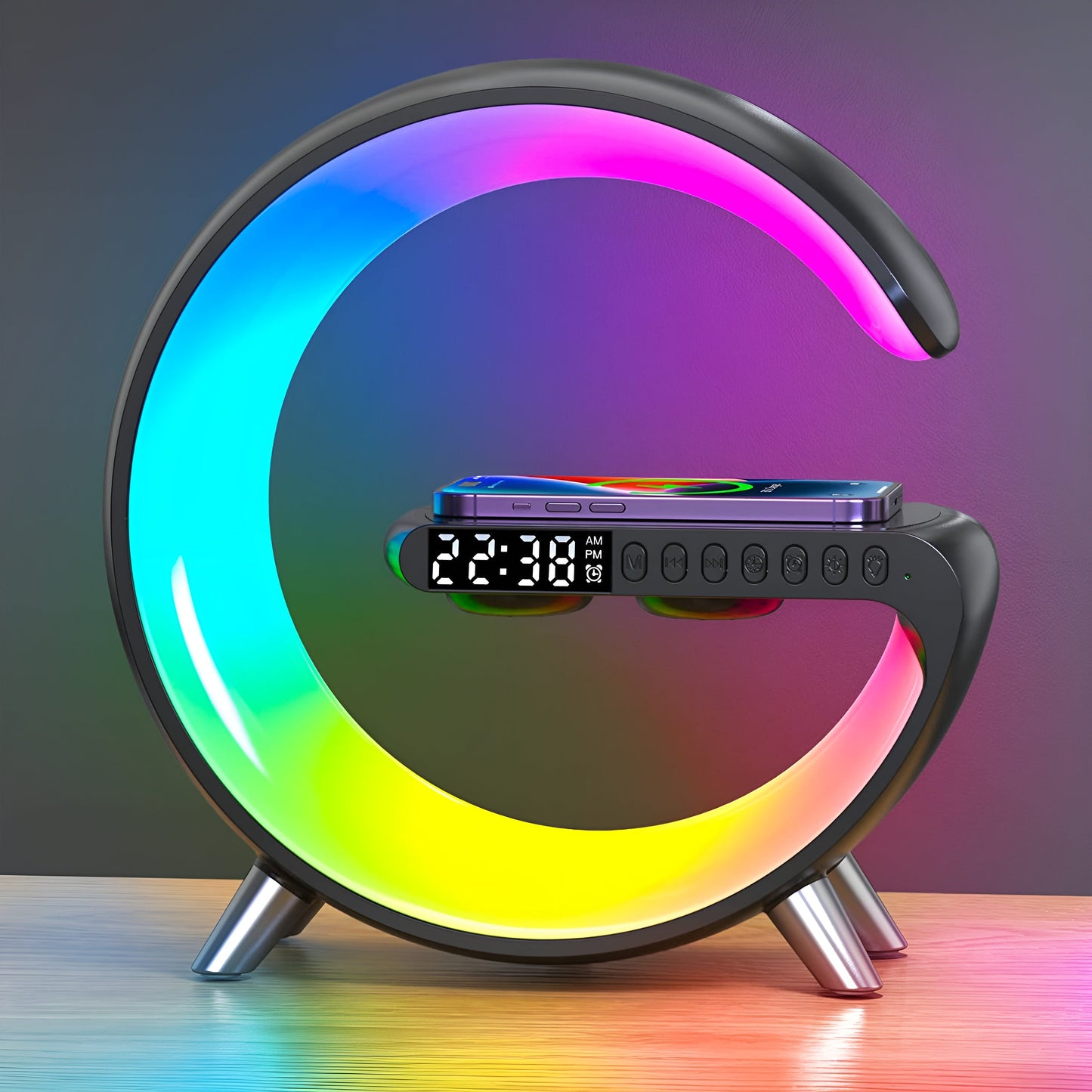 LitLamp 4-in-1 Alarm Clock, Mood Light, Speaker & Wireless Charger